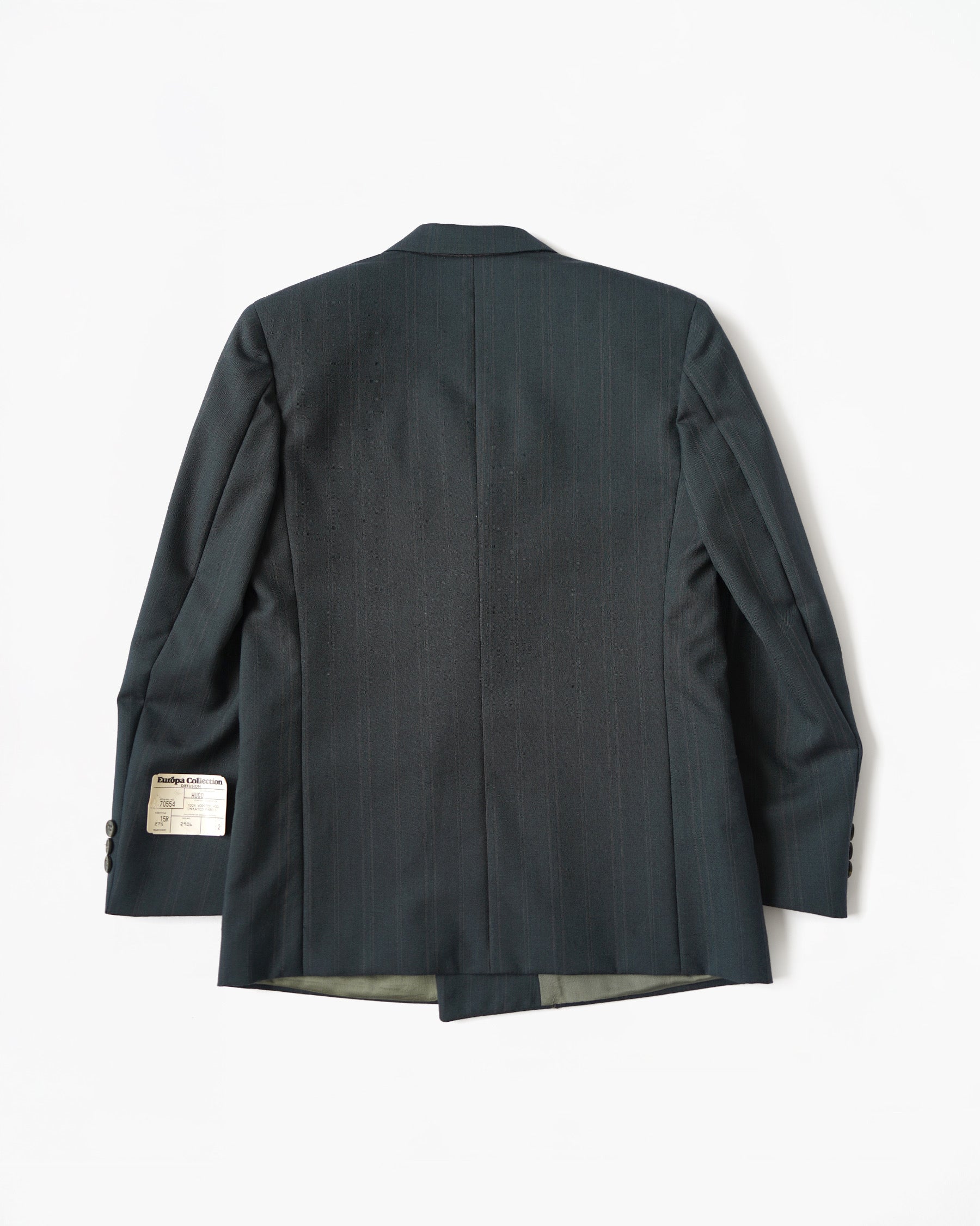 Double Breasted Suit in Deep Green Pinstripe