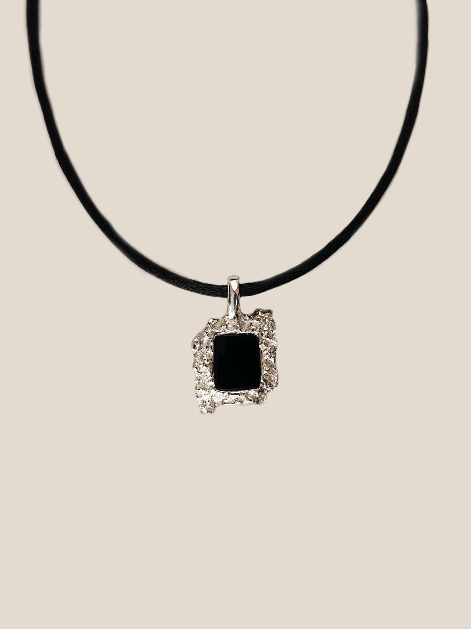 "Isabella Etou" Square Rock Onyx Necklace