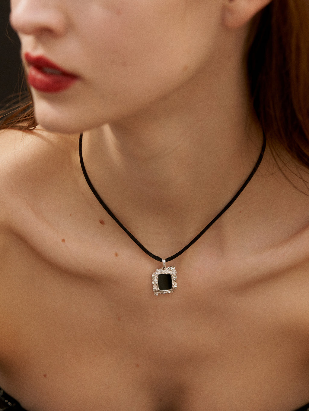 "Isabella Etou" Square Rock Onyx Necklace