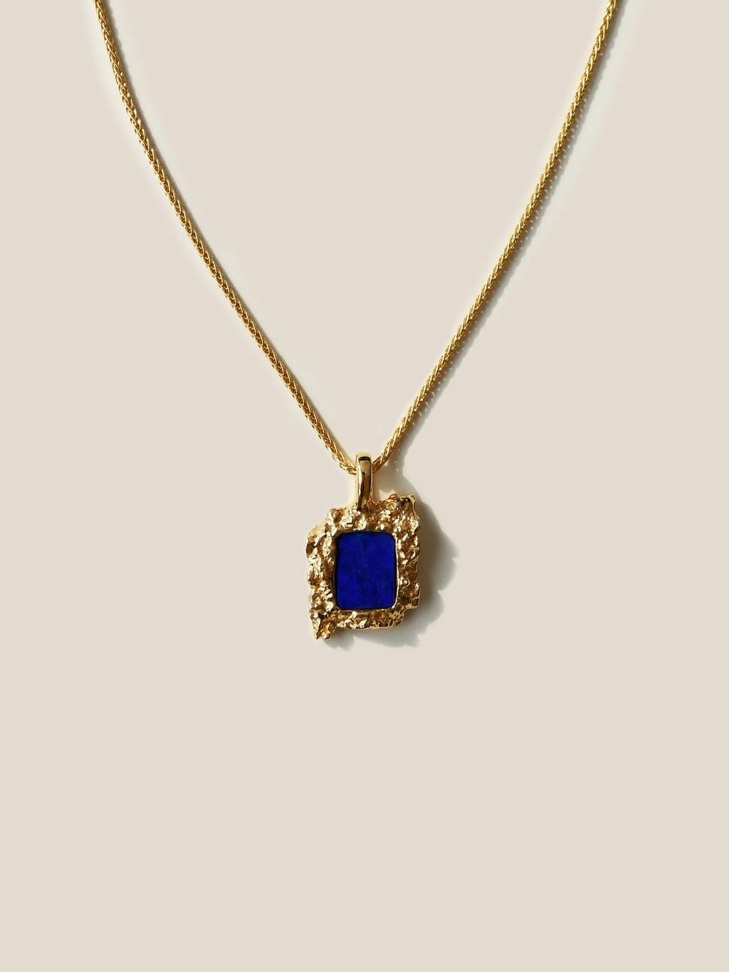 "Isabella Etou" Square Rock Lapis Lazuli Necklace