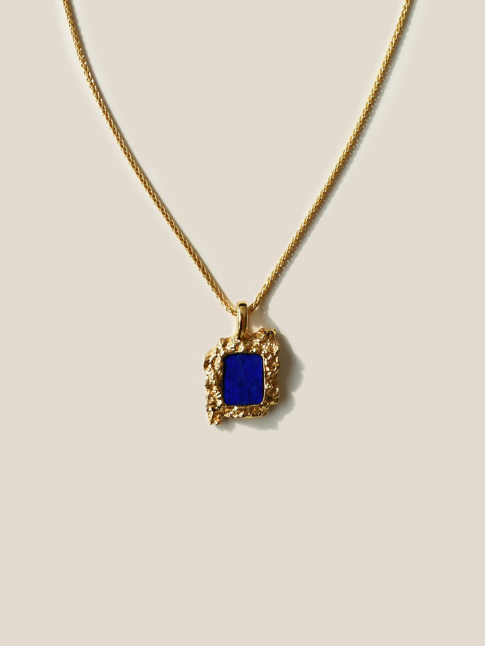 "Isabella Etou" Square Rock Lapis Lazuli Necklace