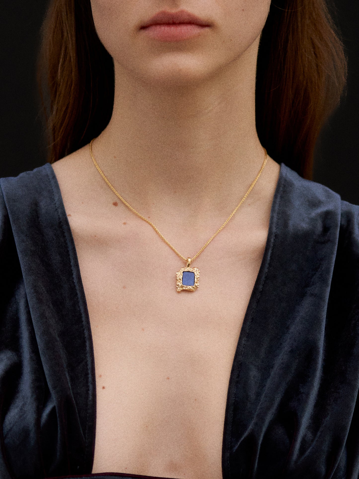 Square Rock Lapis Lazuli Necklace