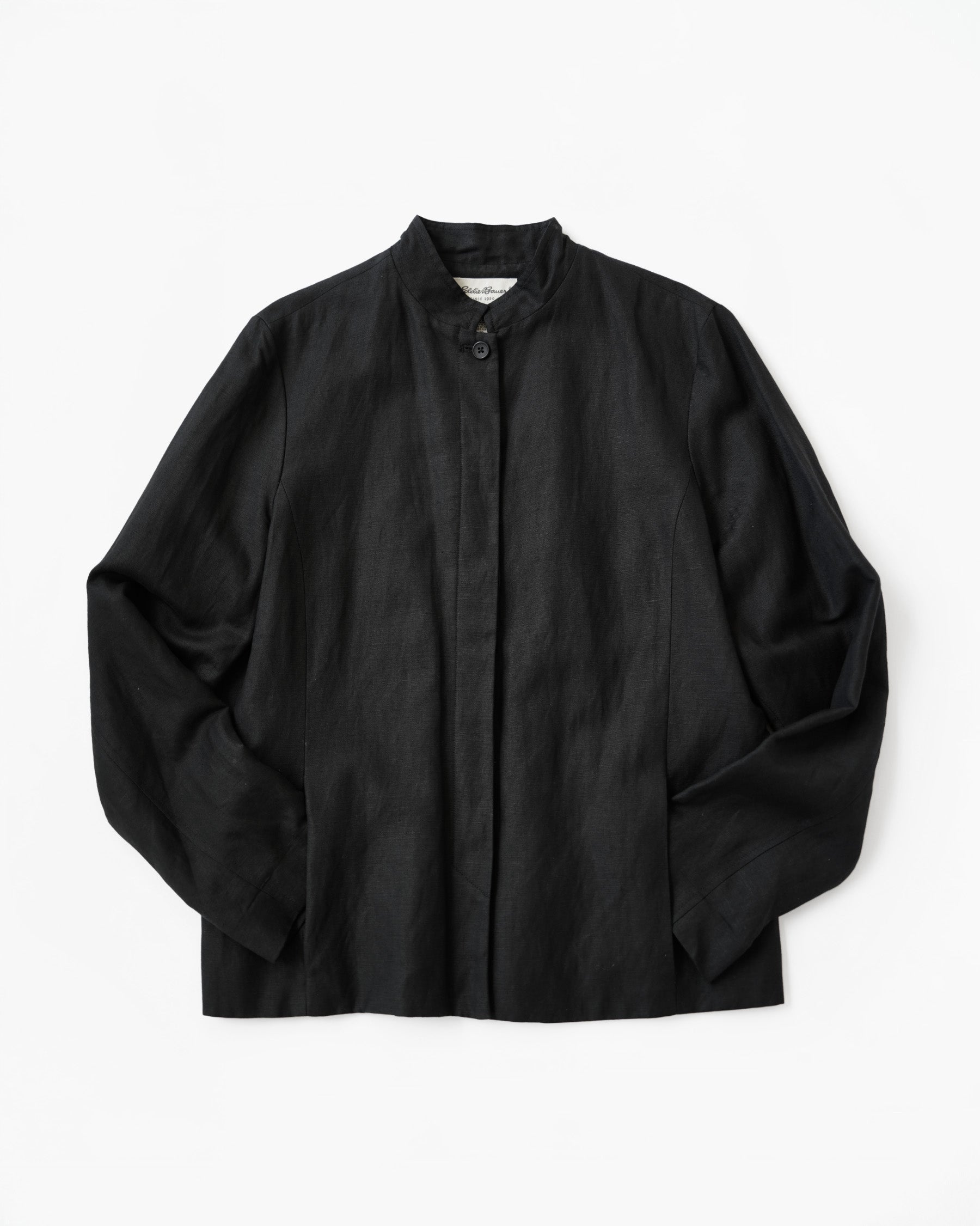 Linen × Rayon Band Collar Jacket