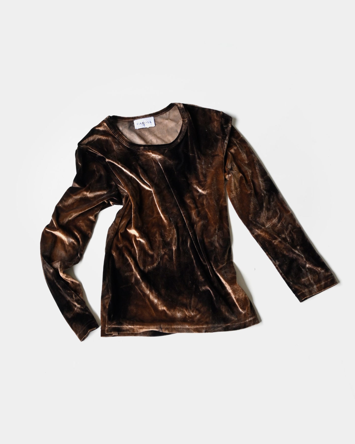 Velour L/S Top - Gold x Brown