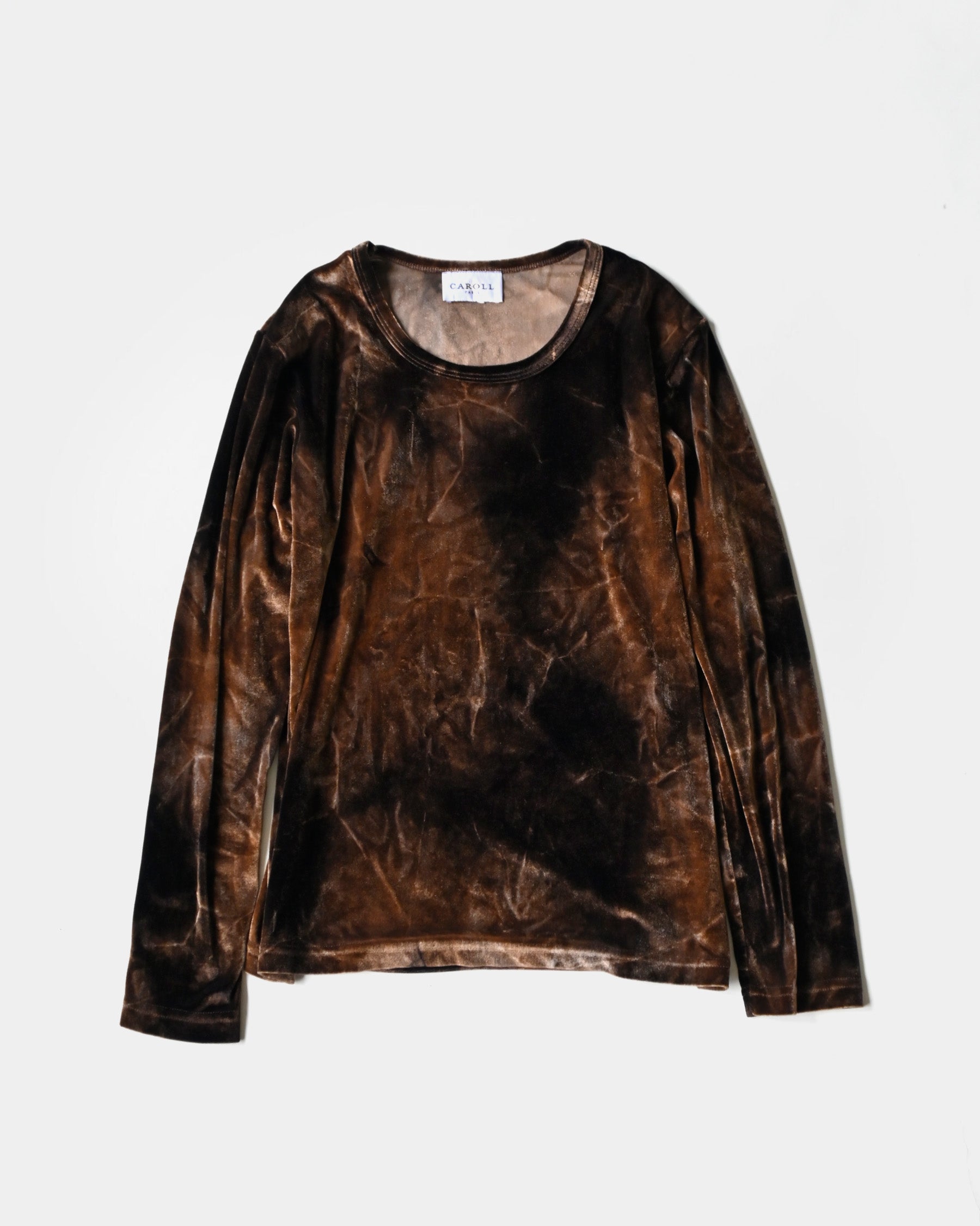 Velour L/S Top - Gold x Brown