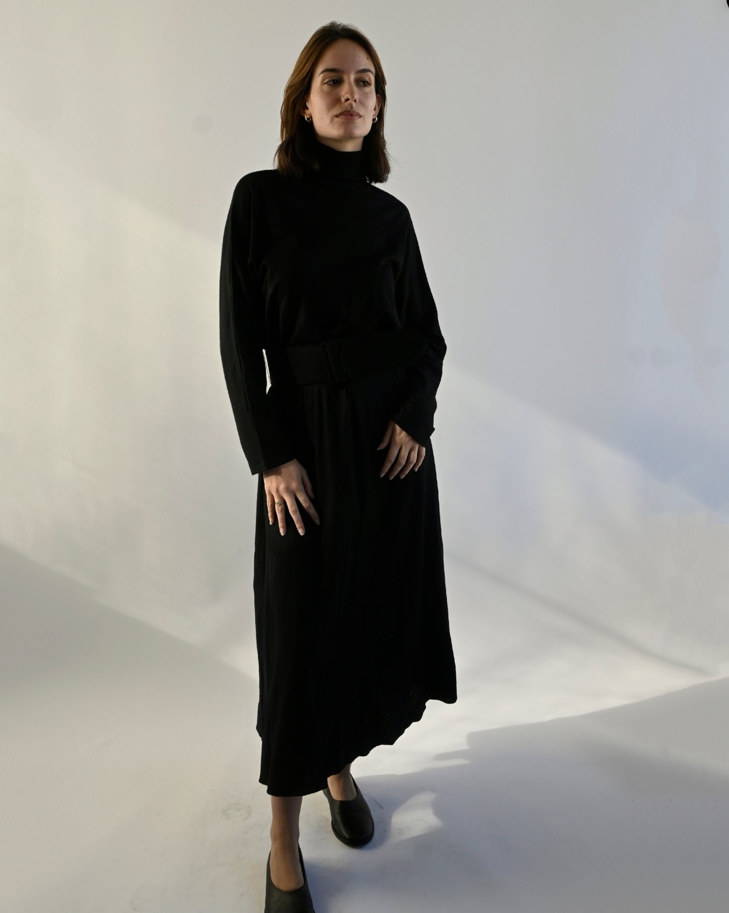 Wool Long Dress with Belt