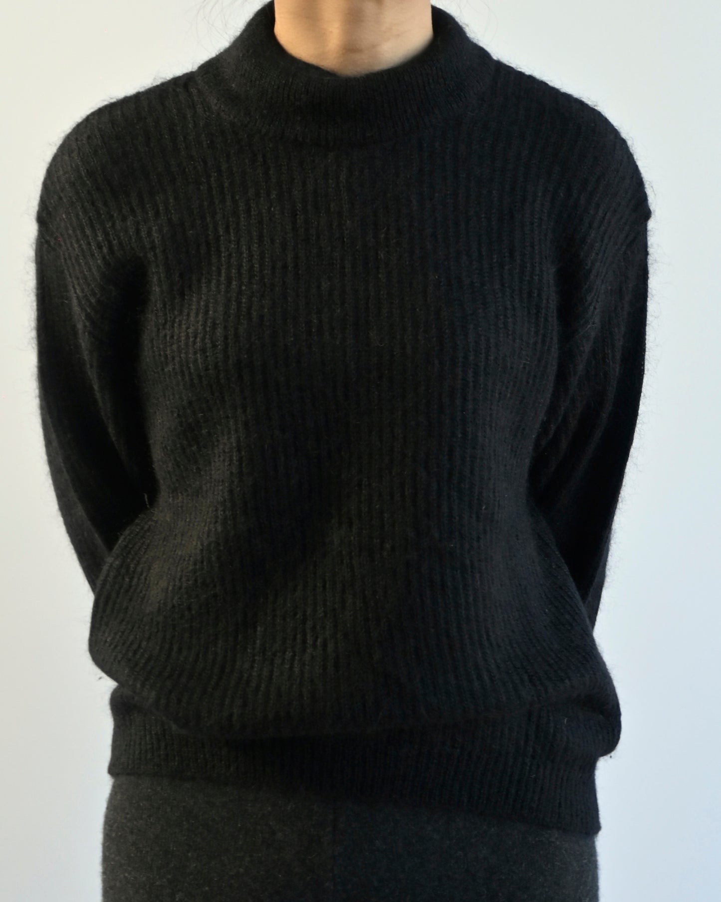 Mohair Black Rib Knit Made in Italy