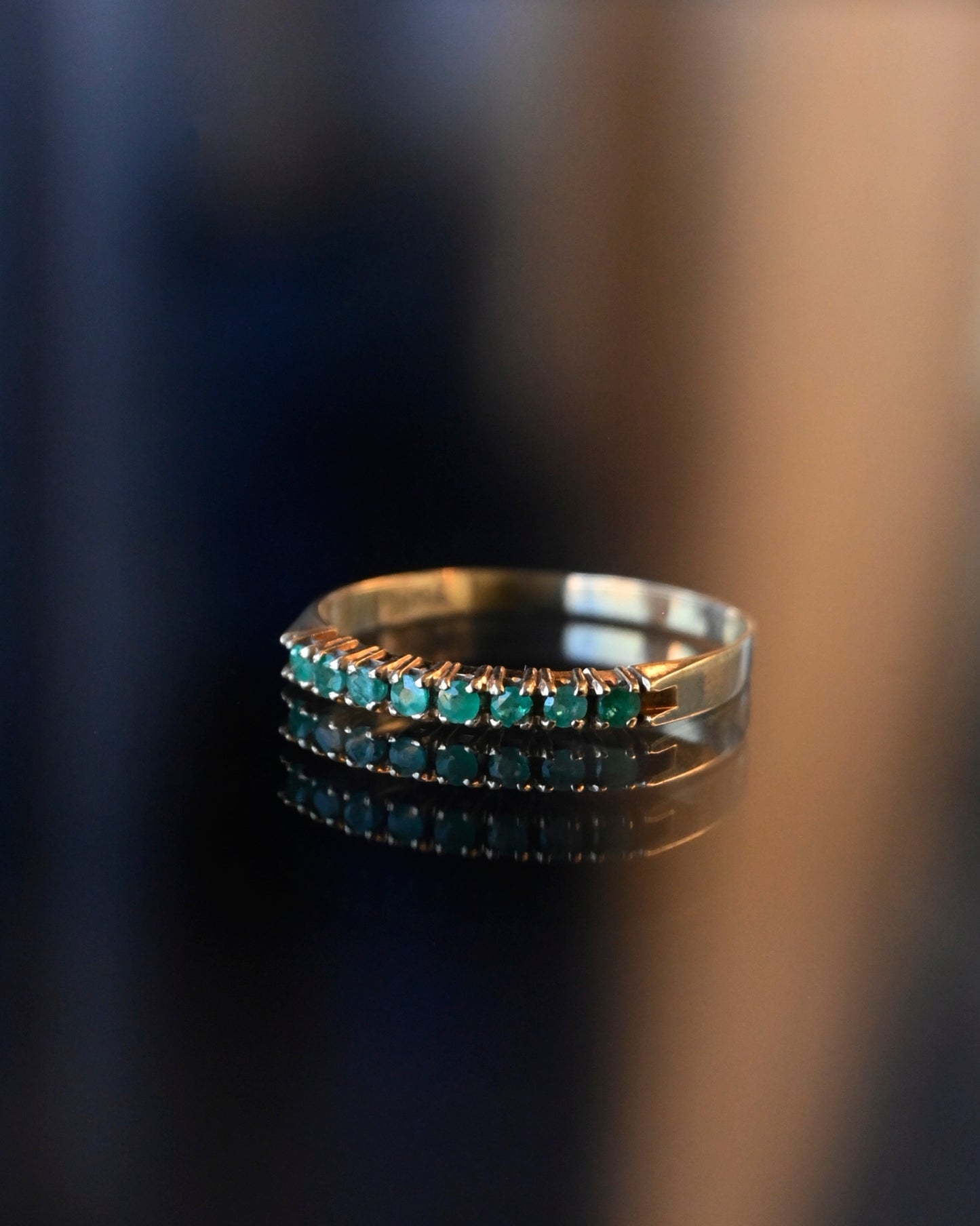 14k Emerald Gold Ring - 16号