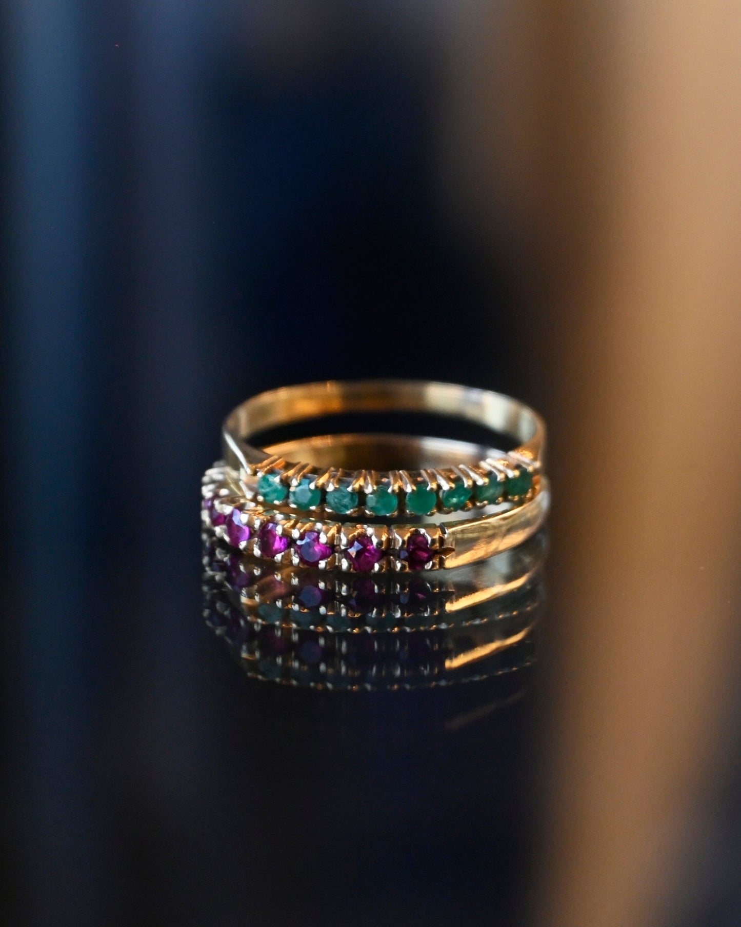 14k Emerald Gold Ring - 16号