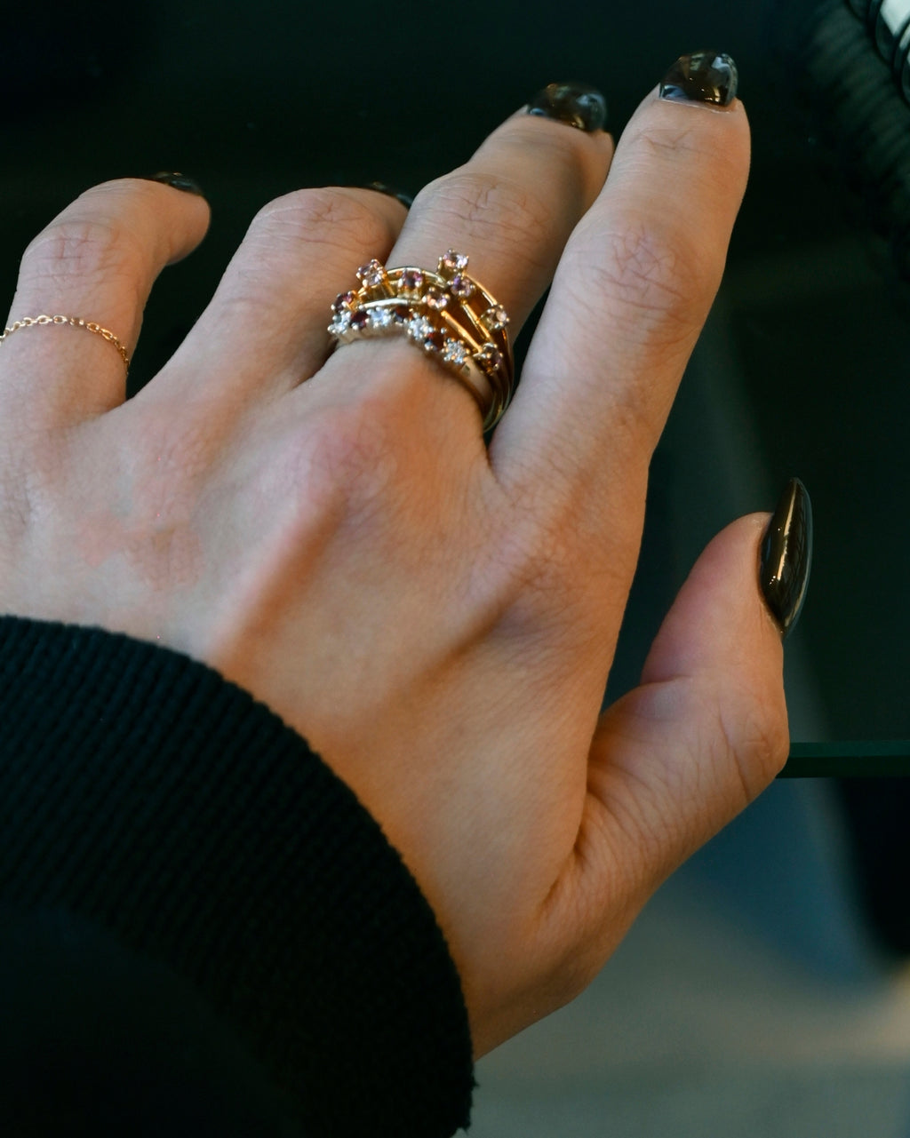 9k Garnet CZ Diamond Gold Ring - 12号