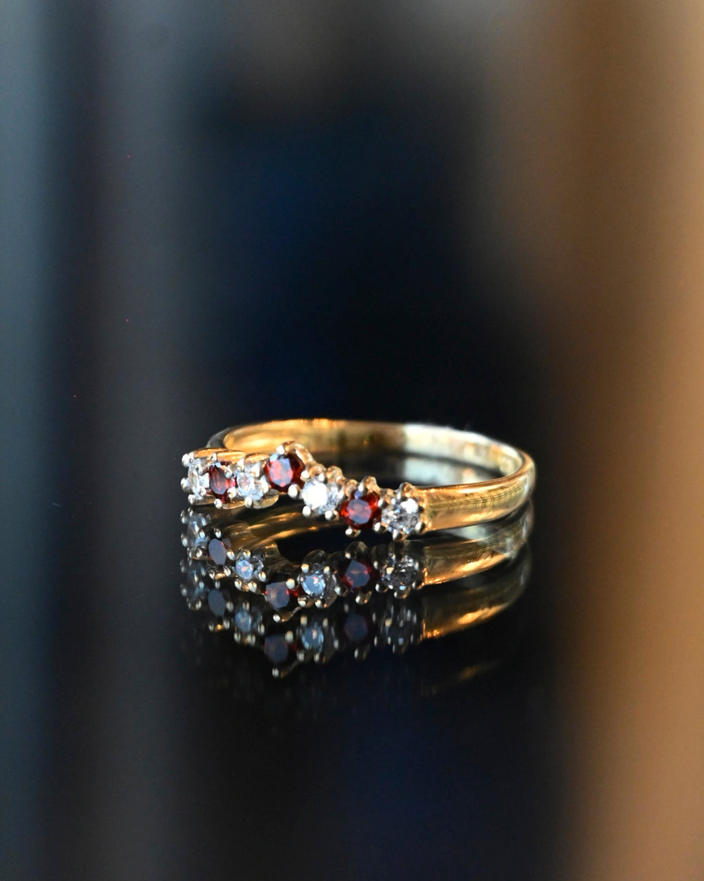 9k Garnet CZ Diamond Gold Ring - 12号