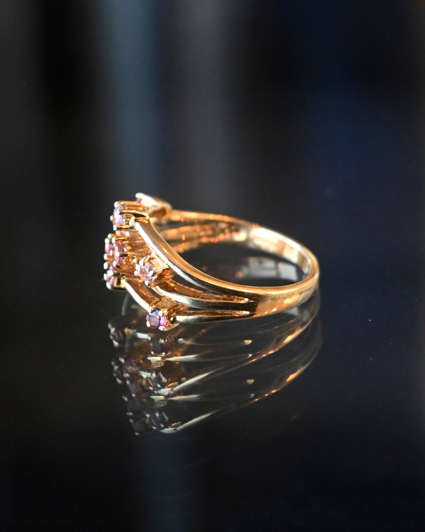 9k Pink Topaz Gold Ring - 13号