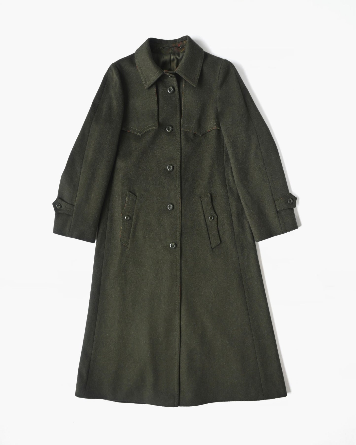 Dark Green Wool Long Coat