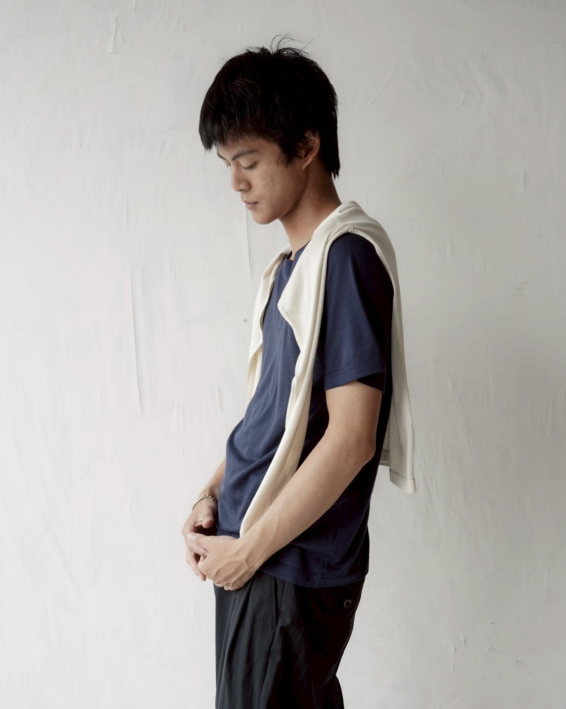 100% Washable Silk Tee S/S - Navy
