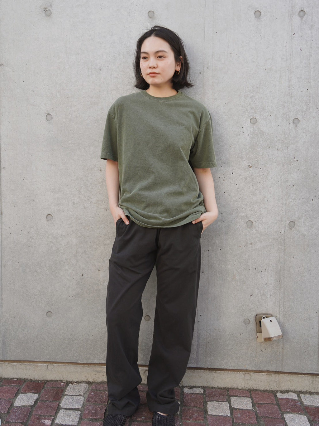 "GAP" Sand Color Pigment Washed Tee - Khaki