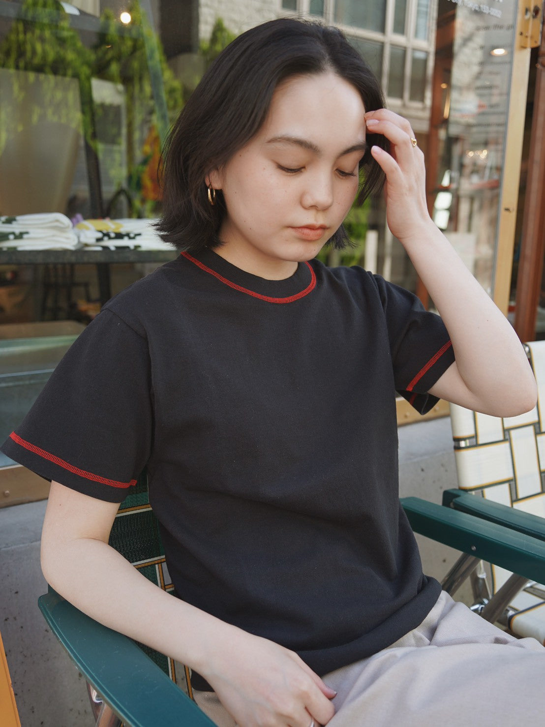 404 Red Stitched S/S Black Tee