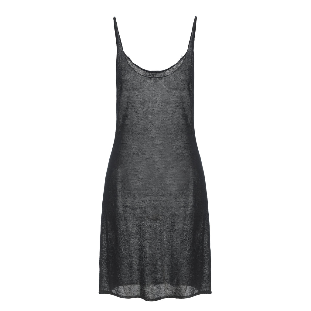 "RUOHAN" Black Knit Slip Top