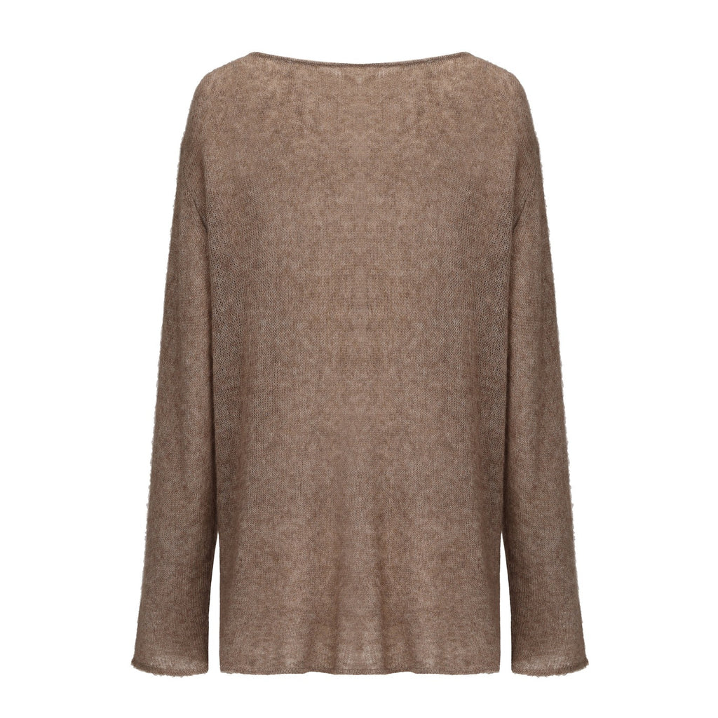 "RUOHAN" BROWN KNIT COMINO TOP