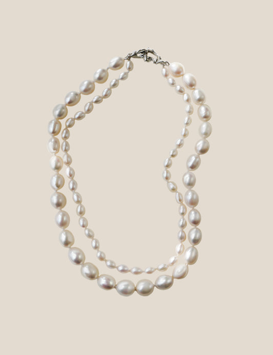 Egg Pearl Double Collar  Necklace