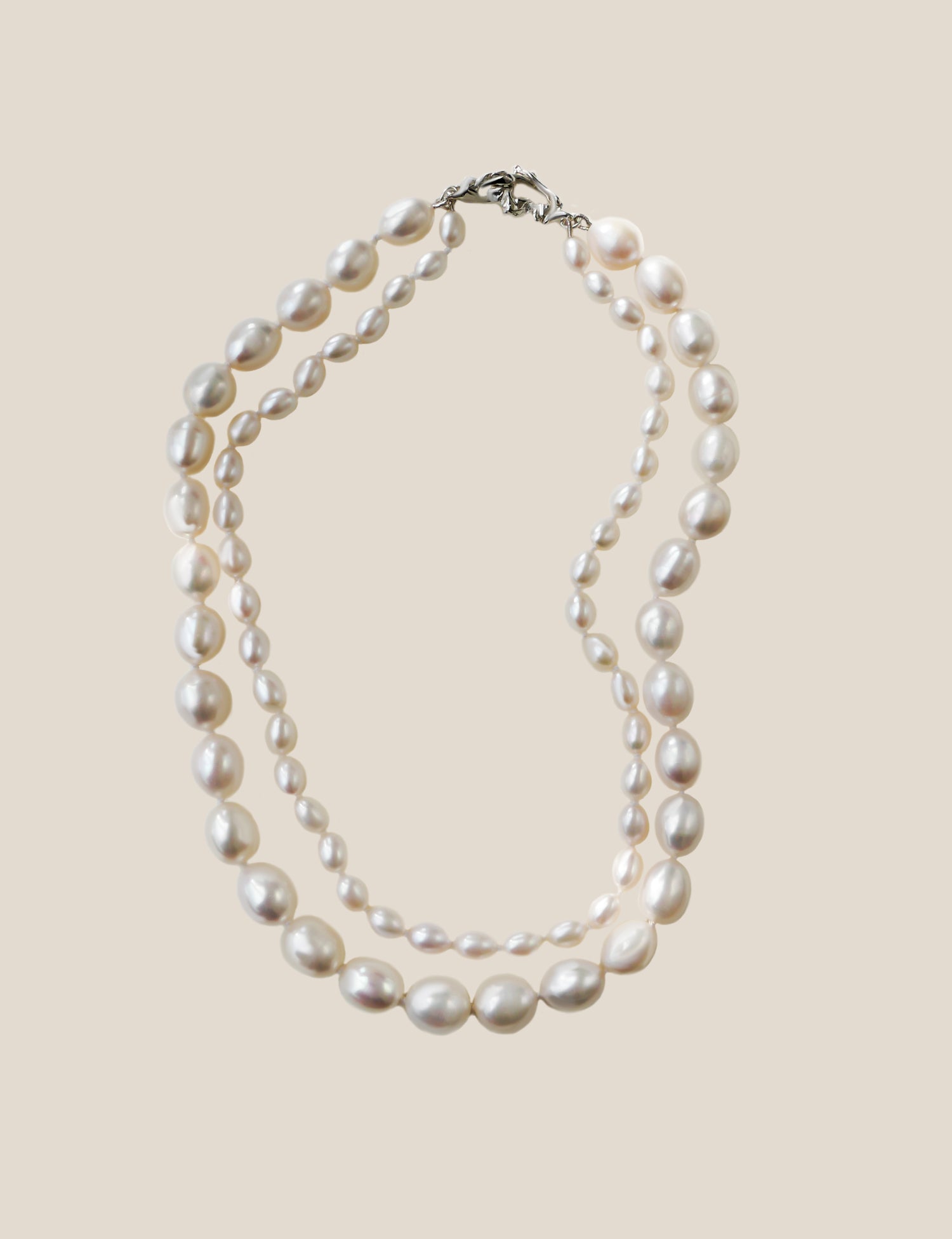 "Isabella Etou" Egg Pearl Double Collar  Necklace