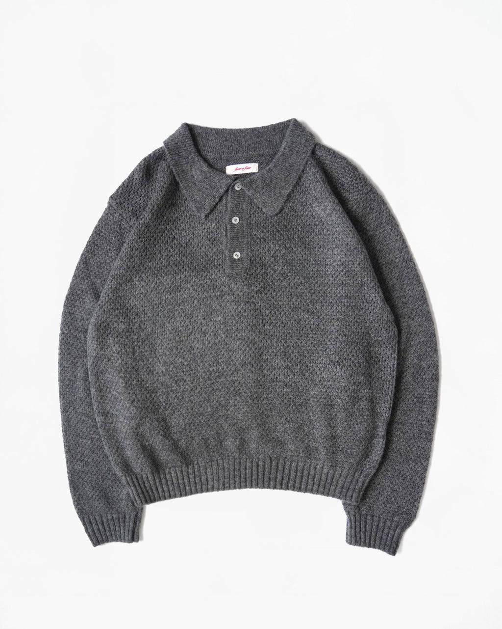 Mohair Blend Knit Polo - Gray