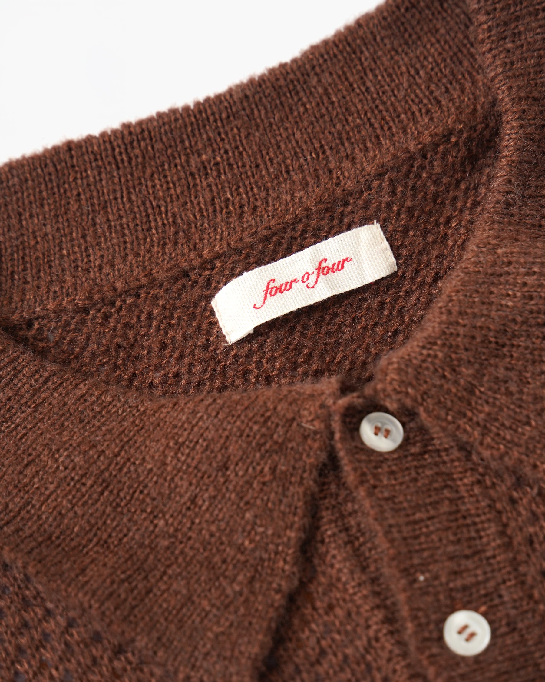 Mohair Blend Knit Polo - Brown