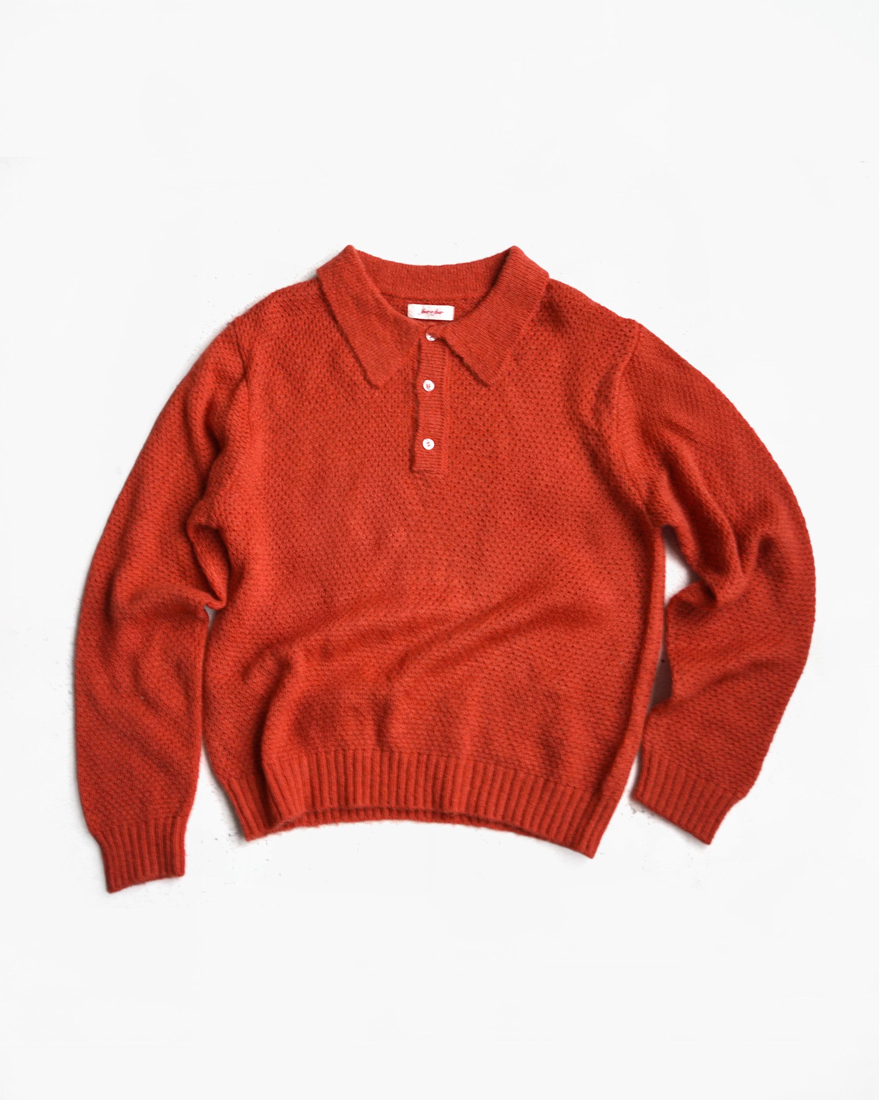 Mohair Blend Knit Polo - Orange