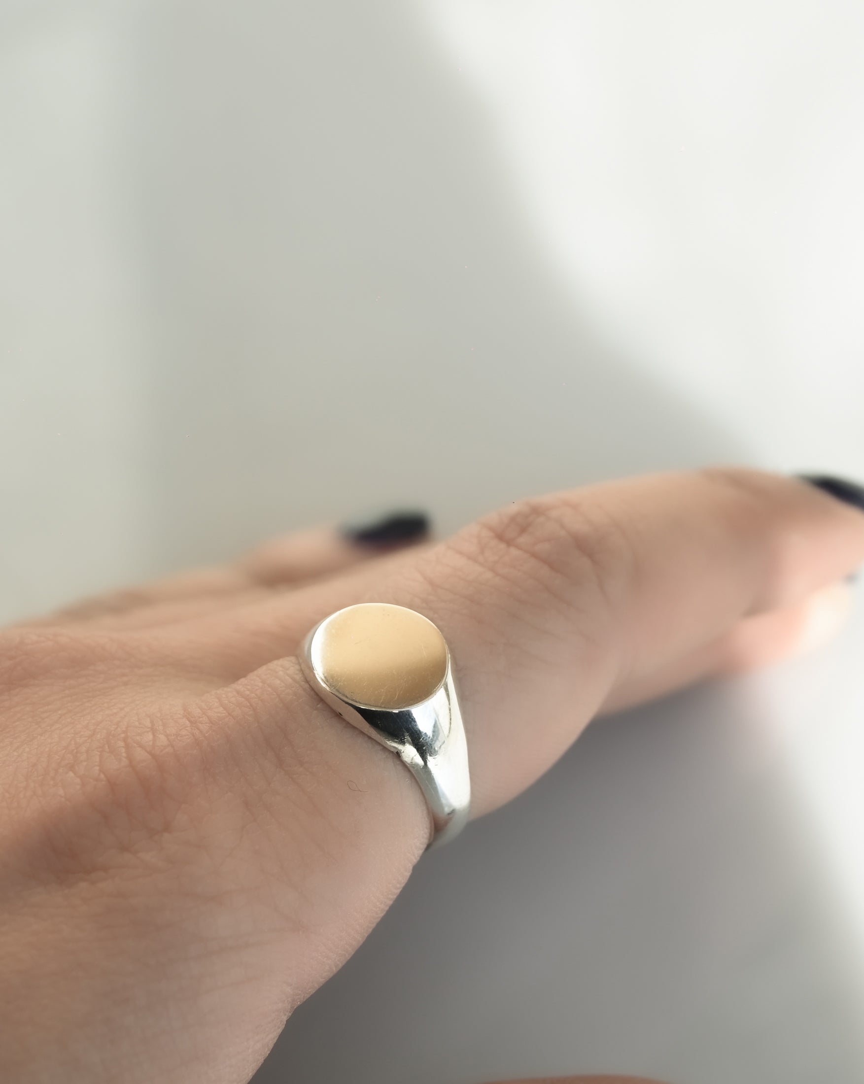 Signet Silver Ring - Round (11.5号)