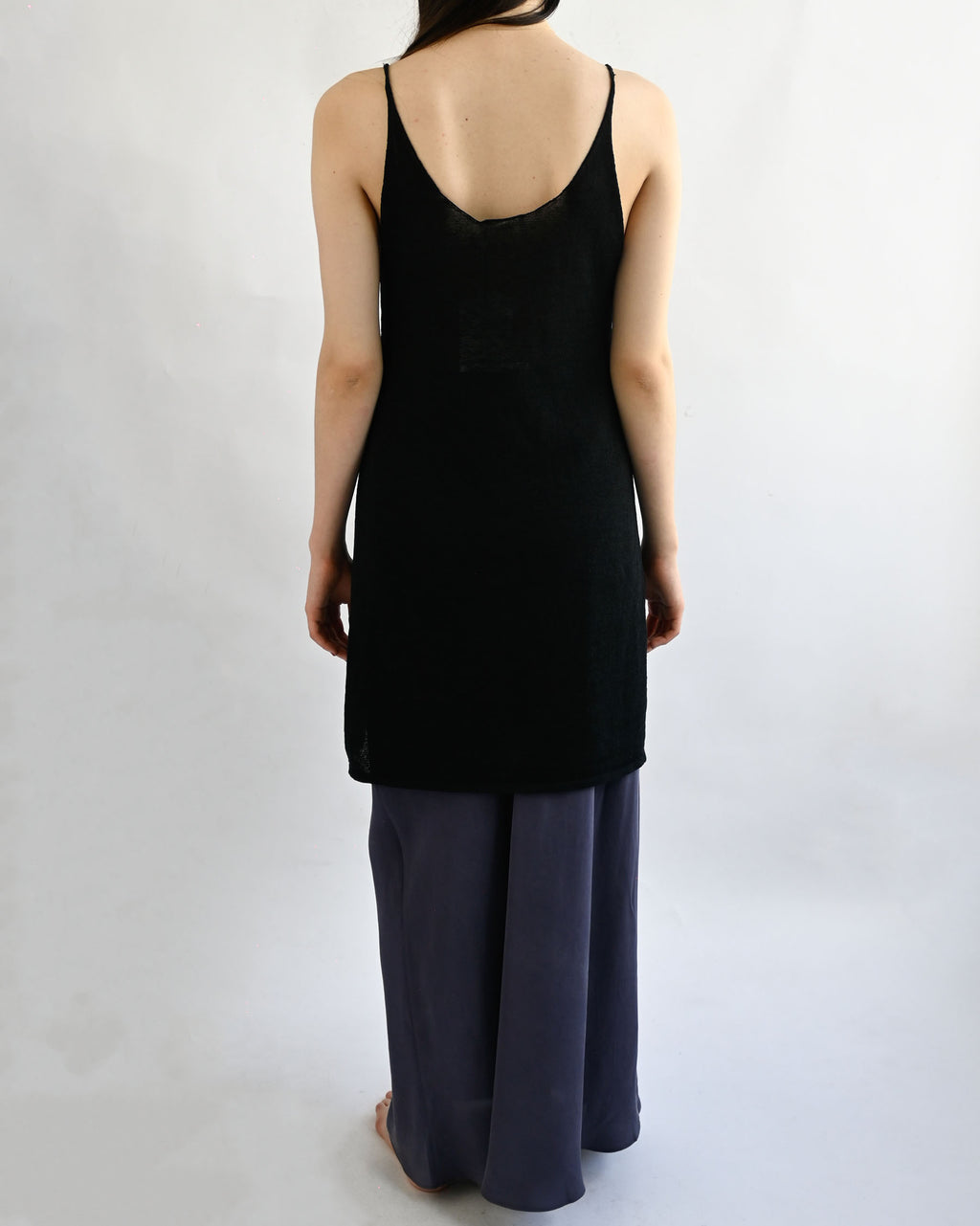 "RUOHAN" Black Knit Slip Top