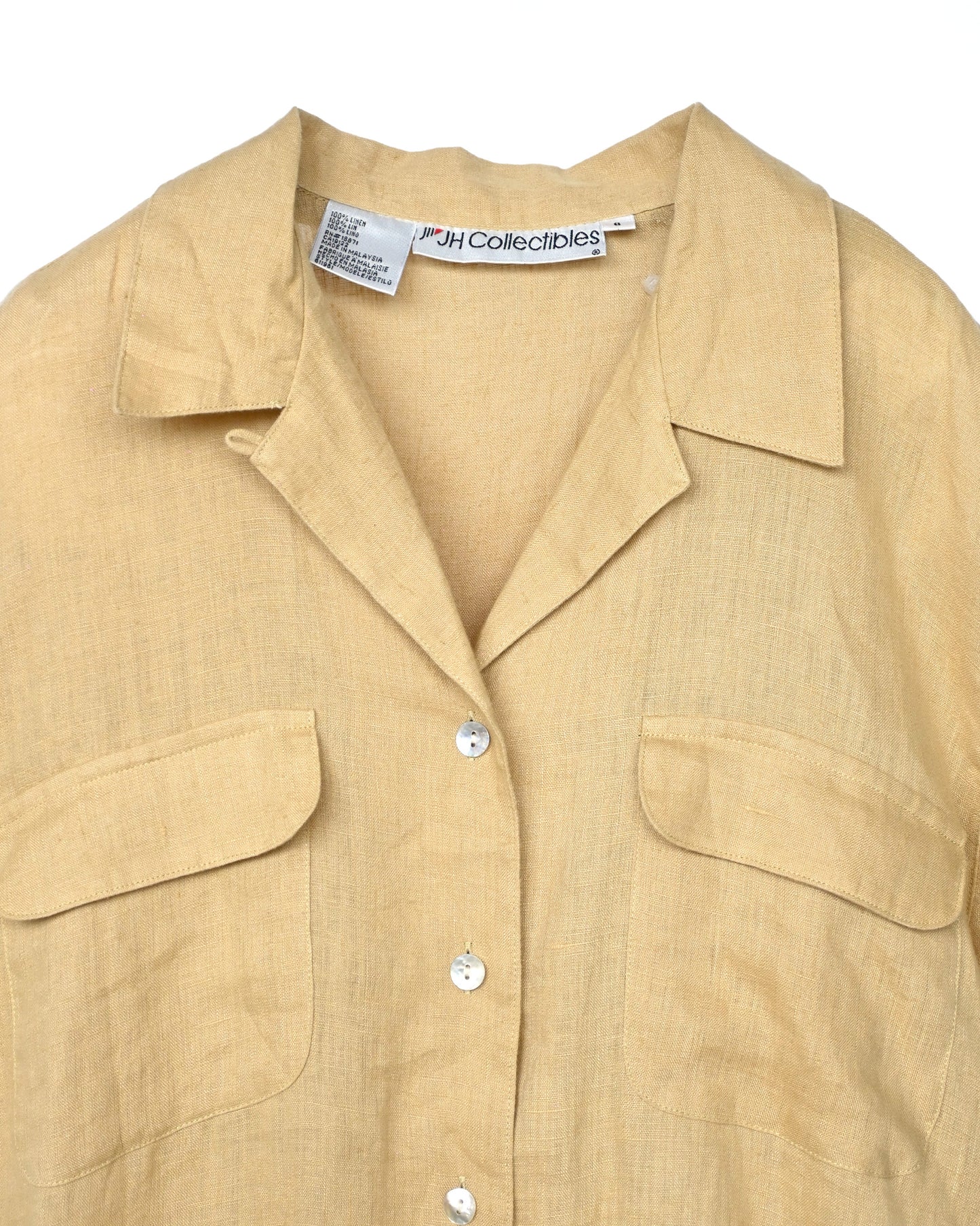 100% Linen S/S Open-Collar Shirt