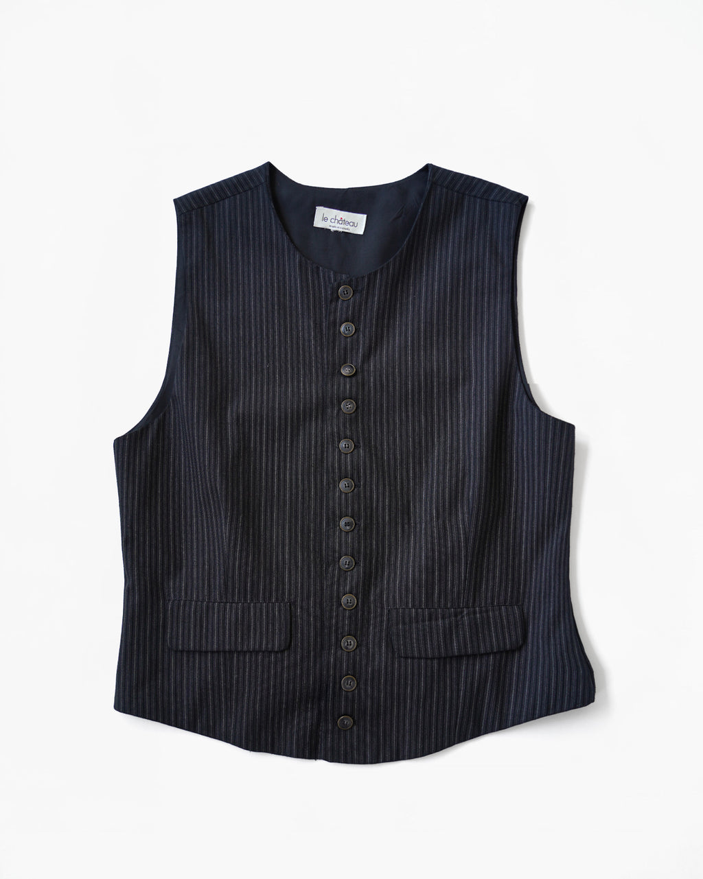 Pinstripe Collarless Vest