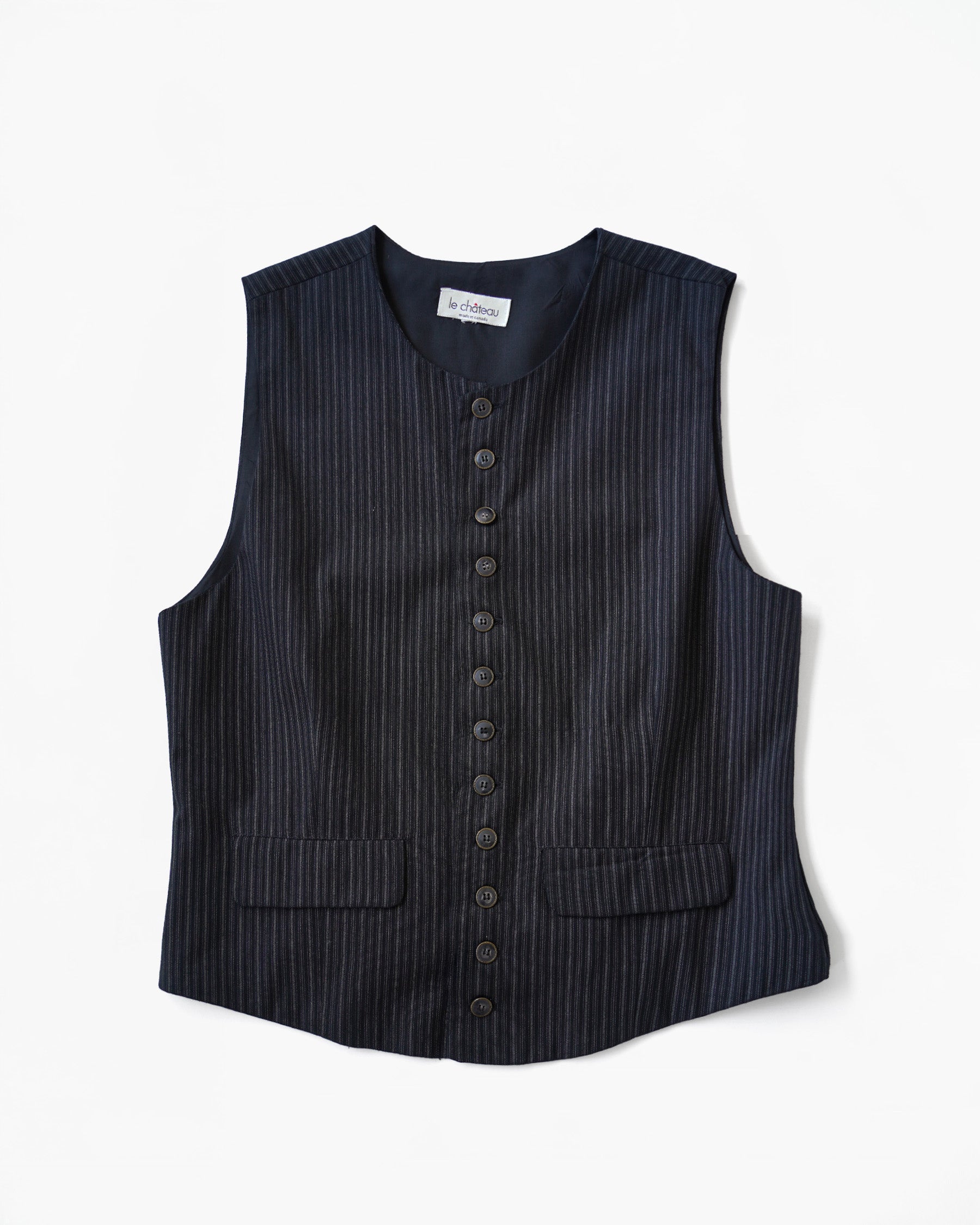 Pinstripe Collarless Vest