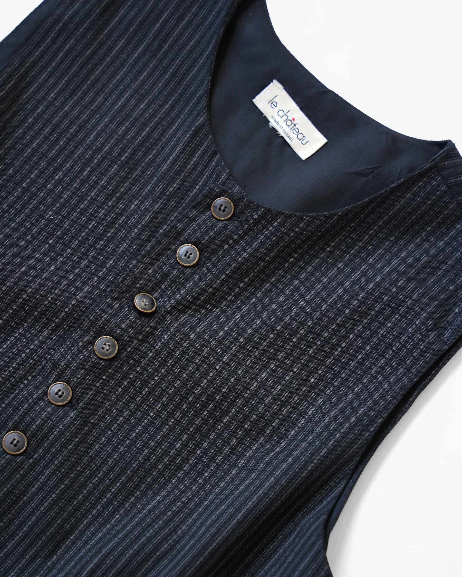 Pinstripe Collarless Vest