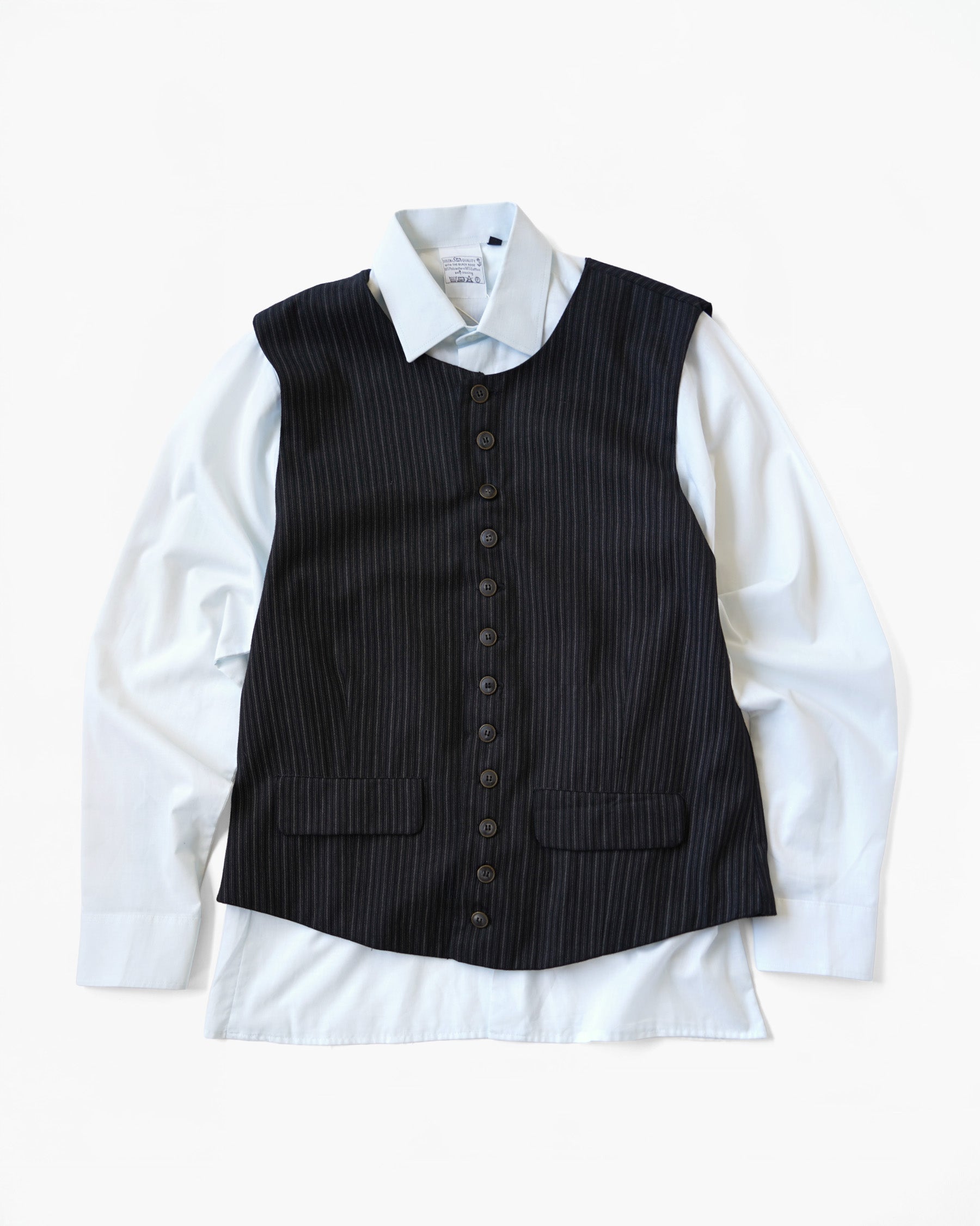 Pinstripe Collarless Vest