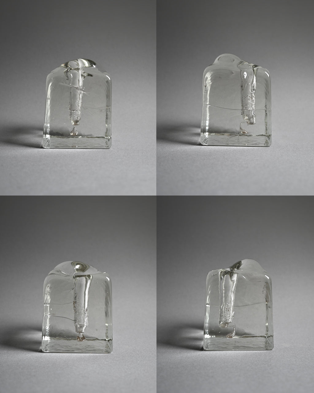 Mid-Century Ice Block Glass Vase