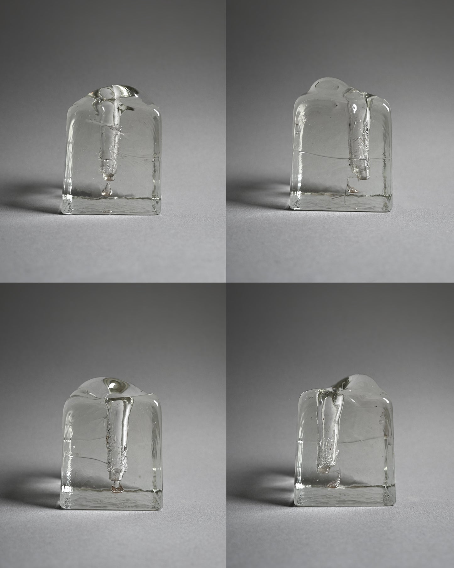 Mid-Century Ice Block Glass Vase