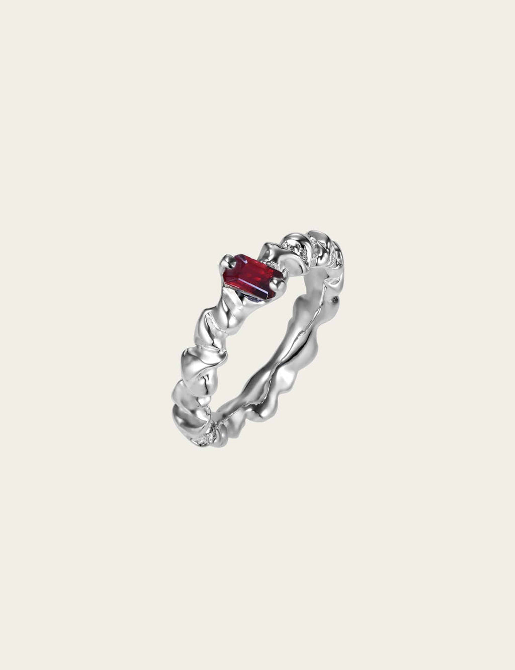 "Isabella Etou" Garnet Crinkle Thin Ring