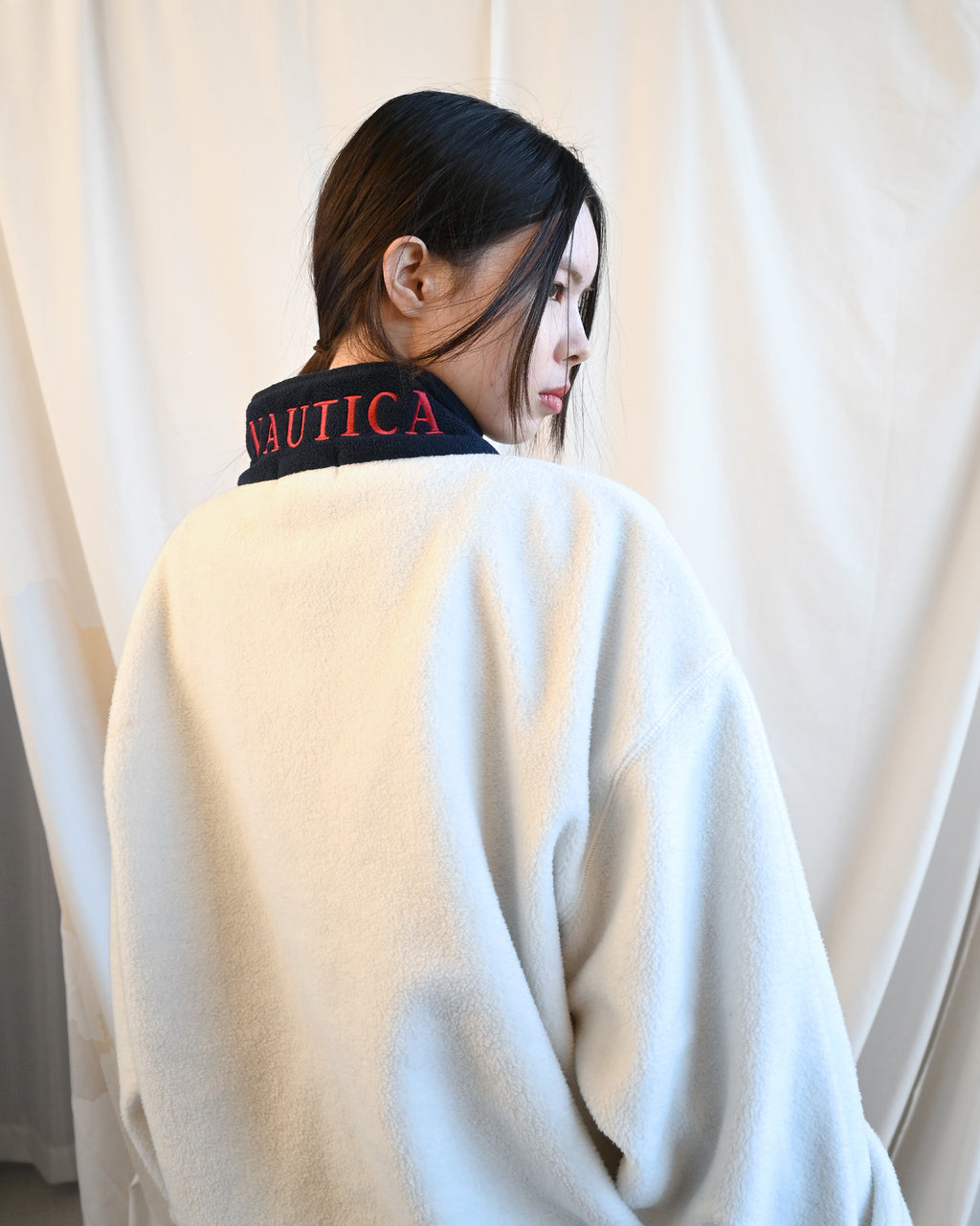 90s Patterned Fleece Zip-Up Pullover