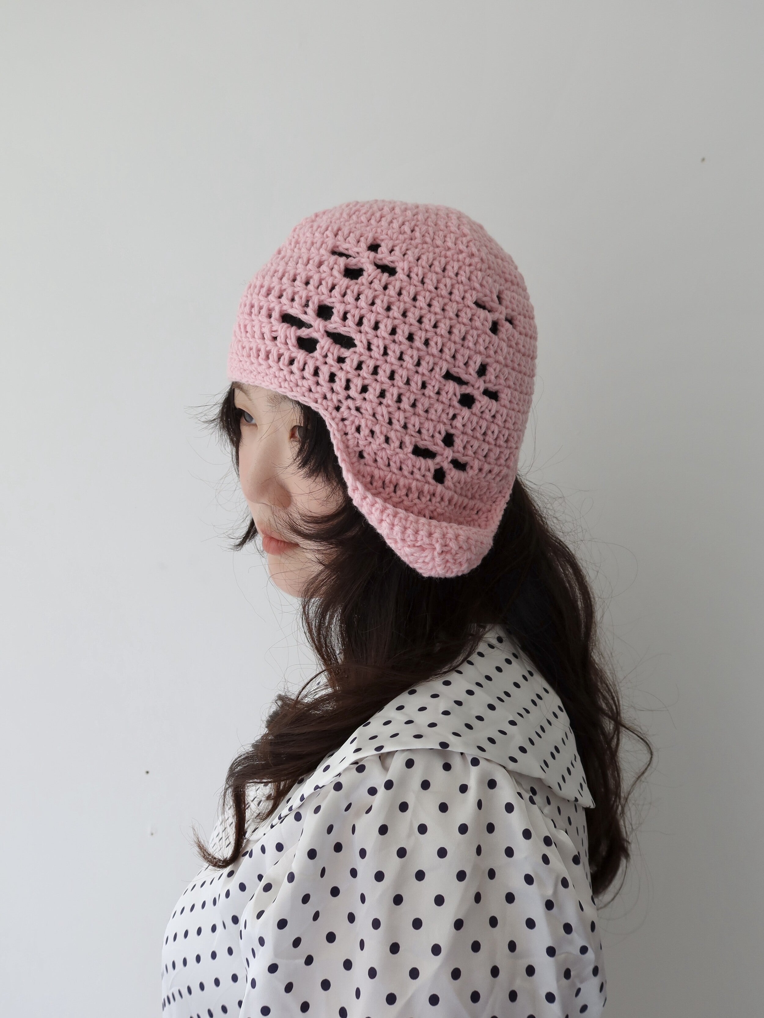 "CROCHEANT" Eyelet beanie - pink