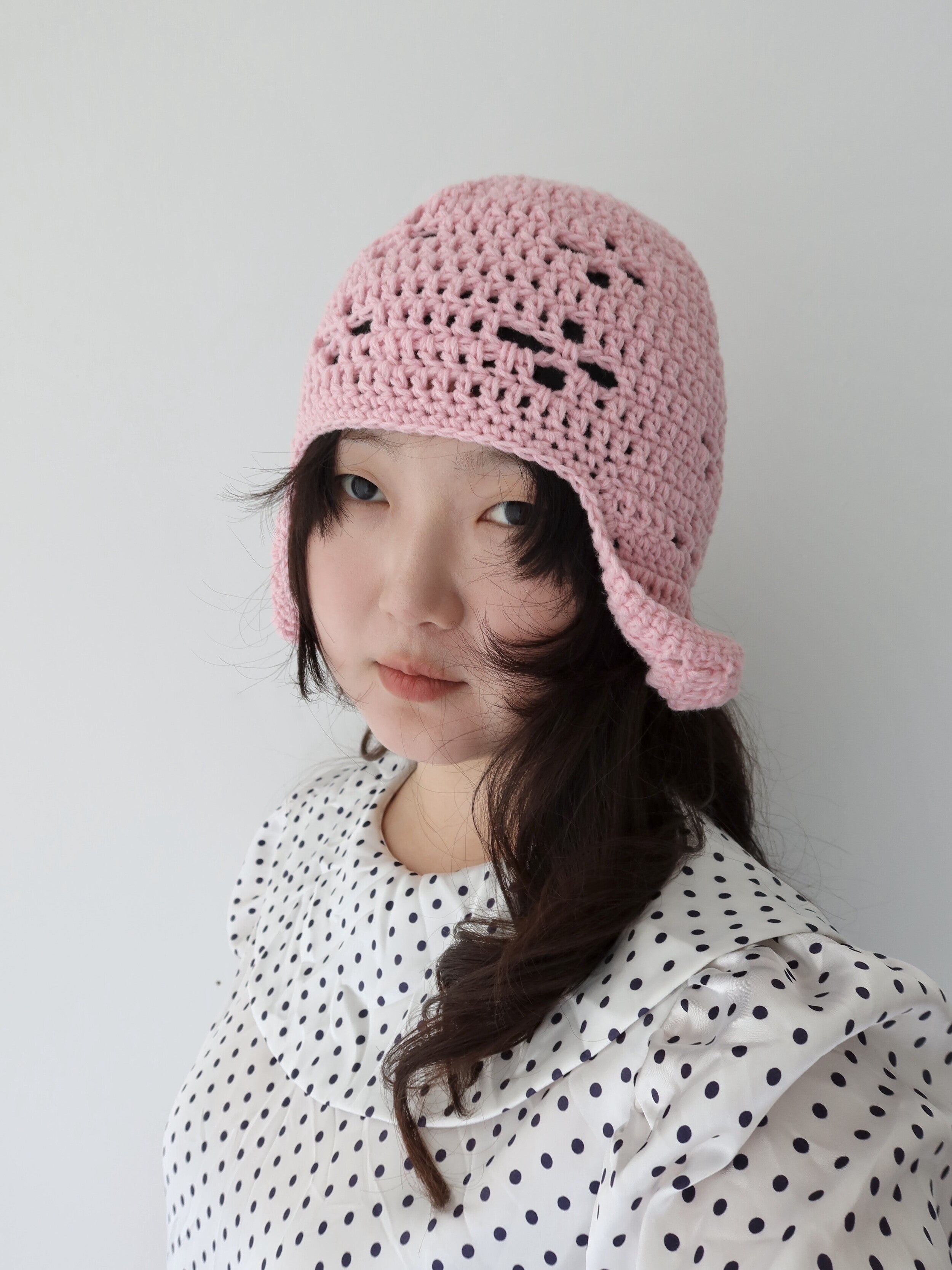 "CROCHEANT" Eyelet beanie - pink