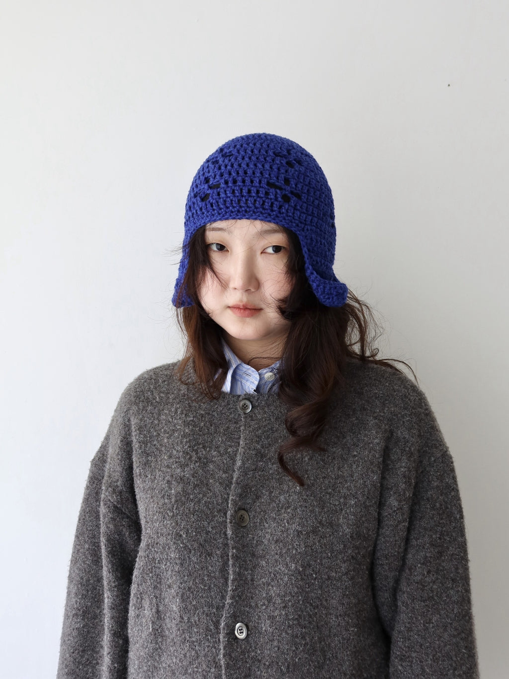 "CROCHEANT" Eyelet beanie - Blue