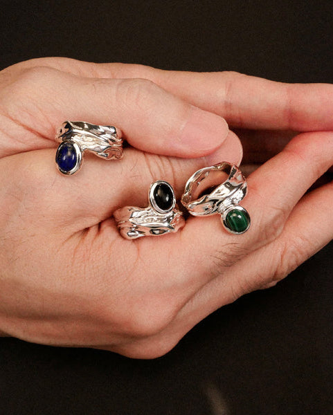 "Isabella Etou" Folding Malachite Ring