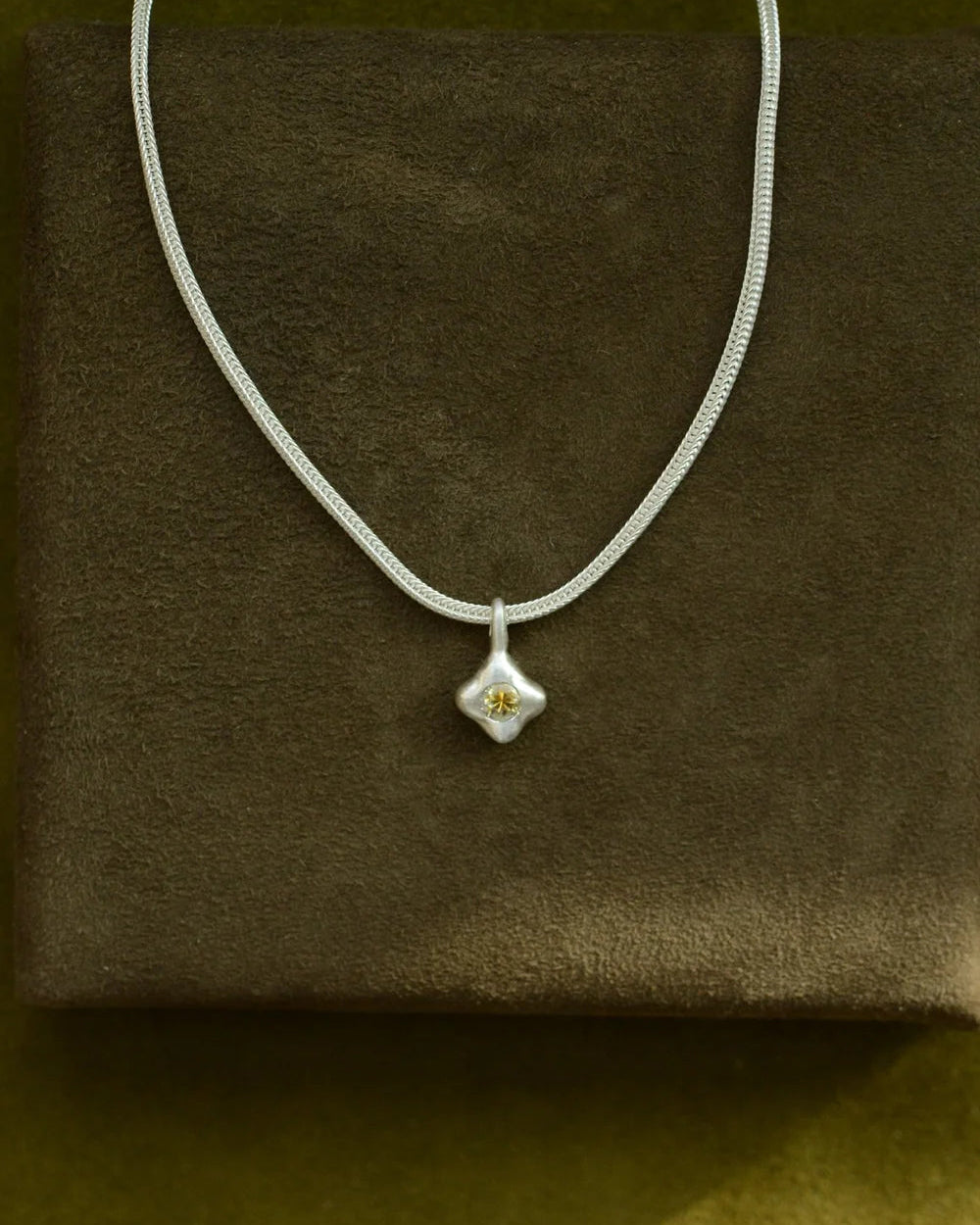 "Dunton Ellerkamp" Yellow Sapphire and Silver Owen Solitaire Pendant