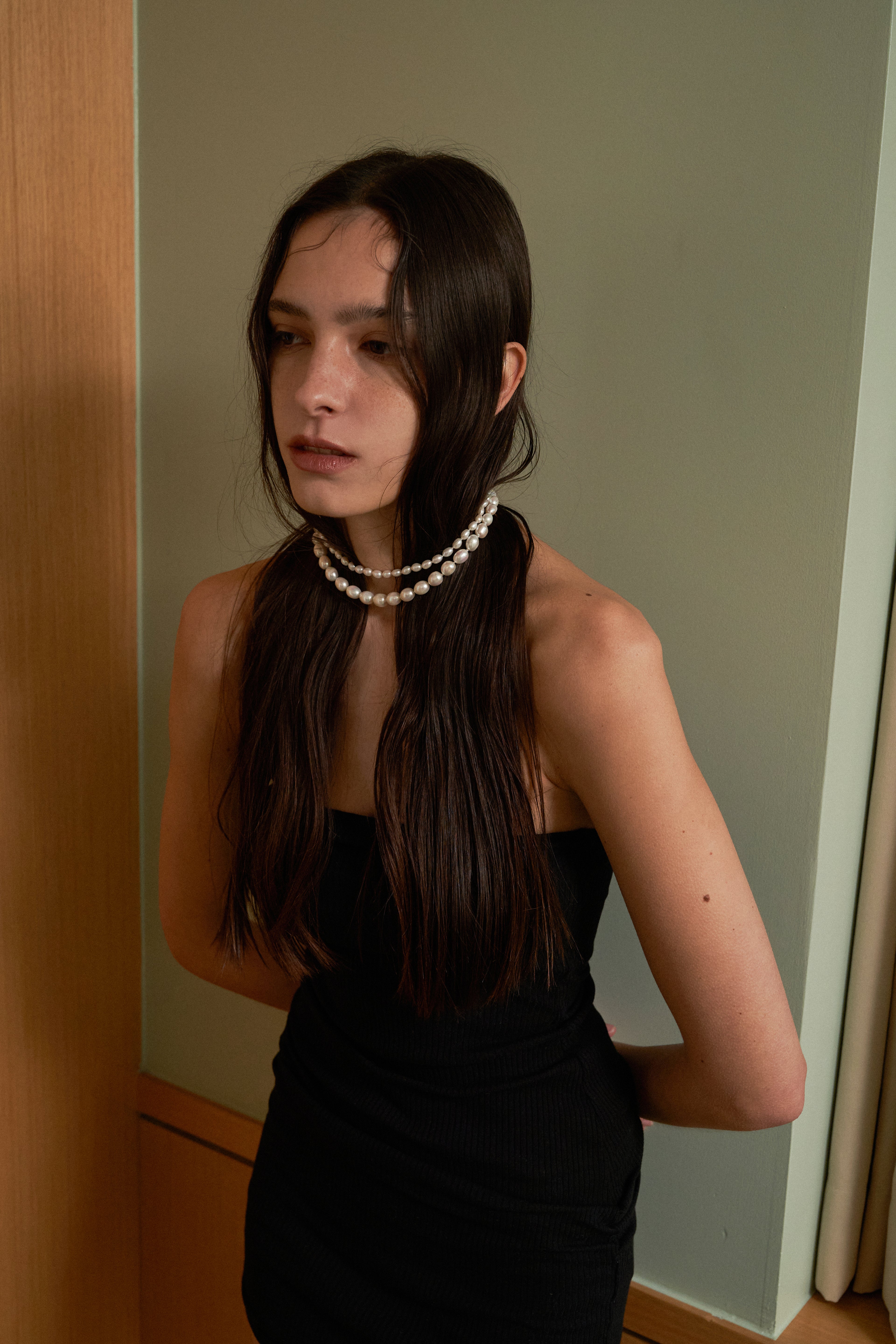 "Isabella Etou" Egg Pearl Double Collar  Necklace