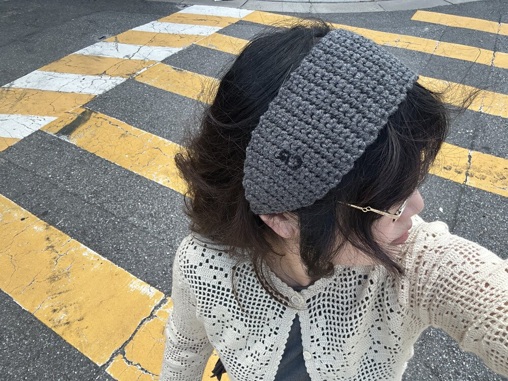 "CROCHEANT" Wide hairband - grey