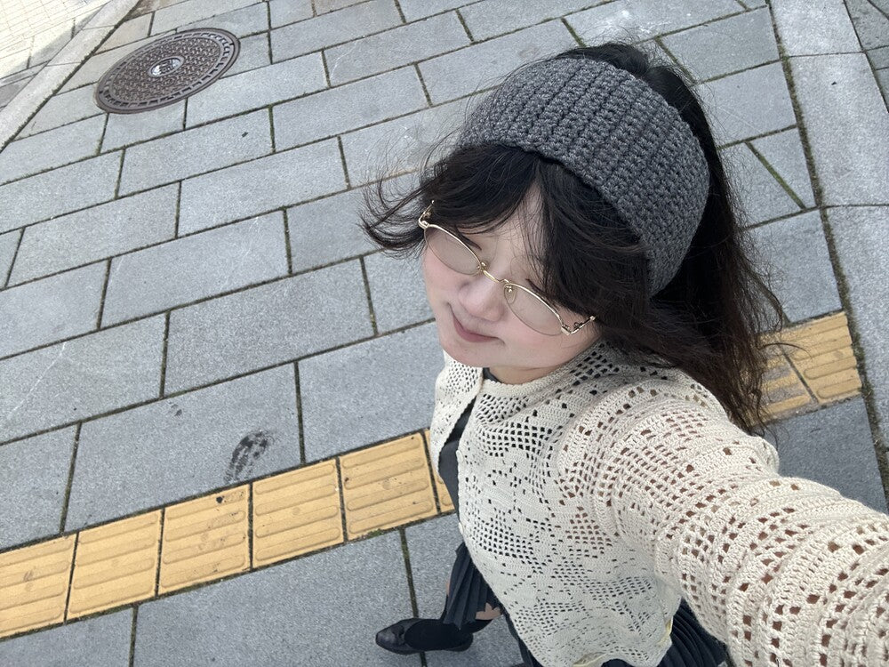 "CROCHEANT" Wide hairband - grey
