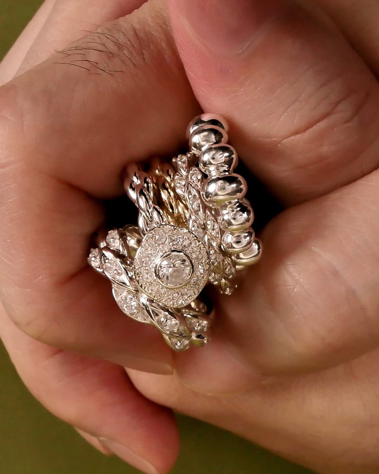 White Sapphire Modern Wave Sparkling Ring