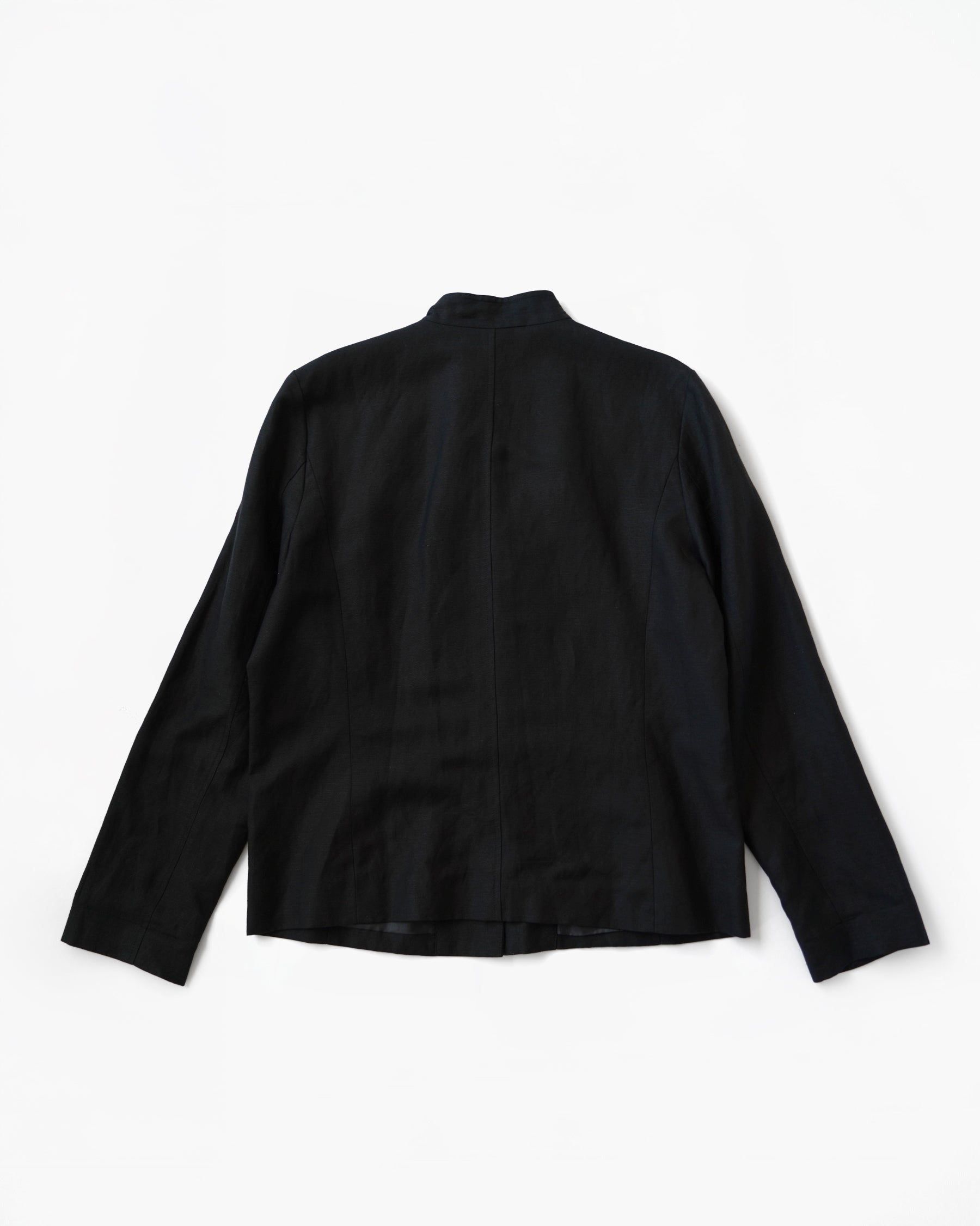 Linen × Rayon Band Collar Jacket