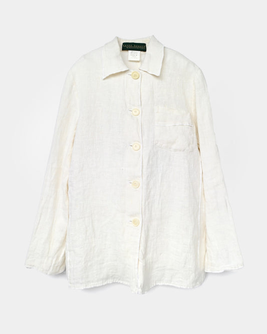 100% Linen L/S Shirt Jacket - White