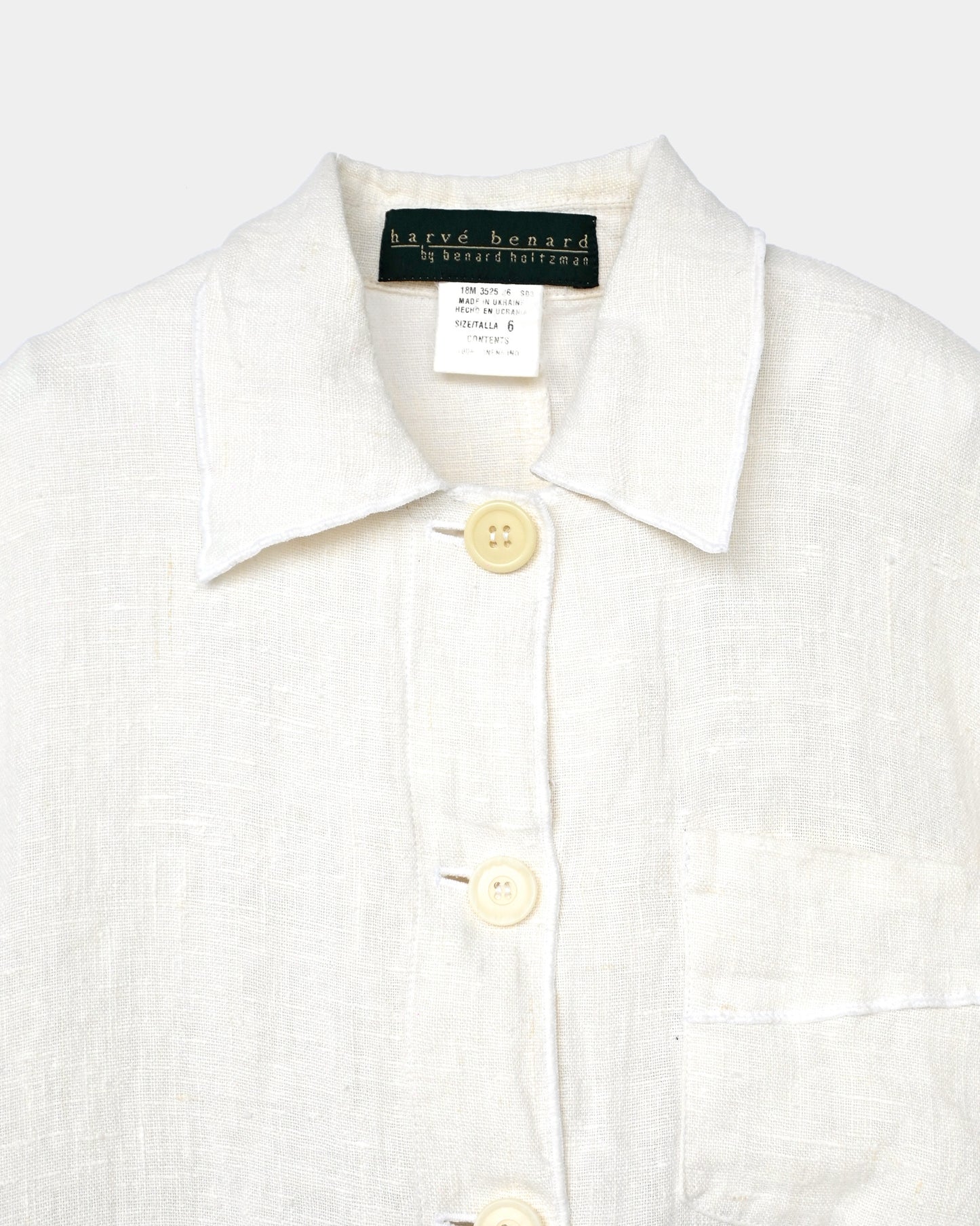 100% Linen L/S Shirt Jacket - White